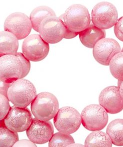 Acryl kralen 8mm marble pearl pink