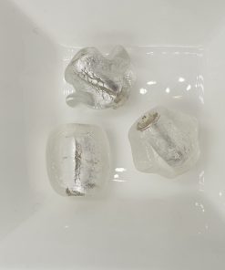 Glaskralen mix Silverfoil wit groot (16-20mm)