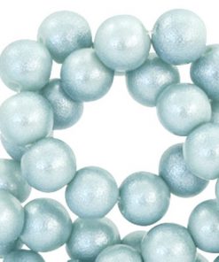 8 mm glaskralen pearl glitter Light haze blue