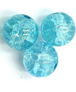 Glaskralen crackle Turquoise 10mm
