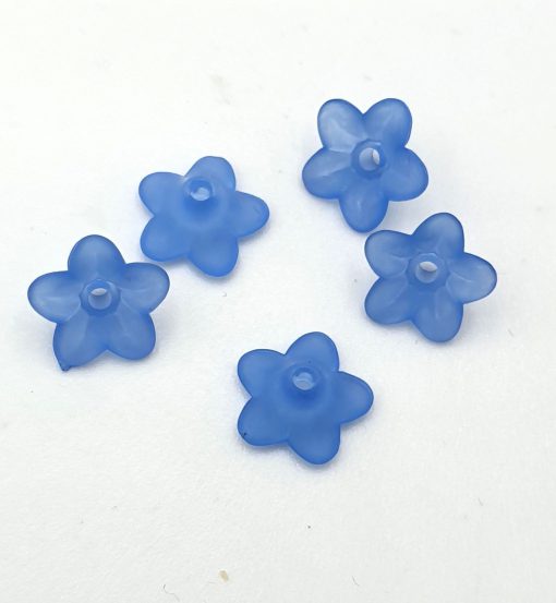 Acryl kraal bloem blauw 7x10mm