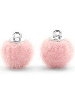 Pompom bedels light pink faux fur 12mm light pink