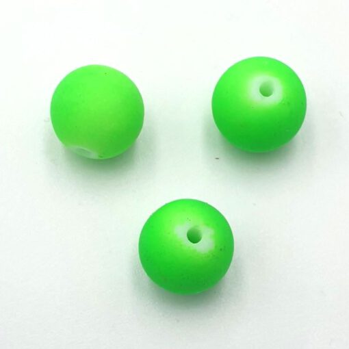 Rubber gecoate glaskralen Groen Neon 10mm