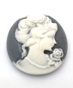 Cabochons Grijs wit camee Lady 20mm