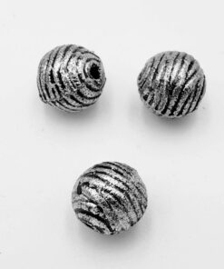 Metallook kraal Rond 11mm met streepjes antiek zilver