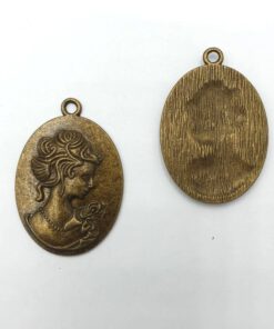 Metalen bedel medaillon brons 48x33mm
