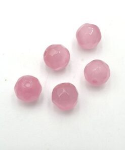 Glaskralen cateye facet roze 8mm