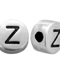 DQ metalen letterkraal Z Antiek zilver (nikkelvrij)