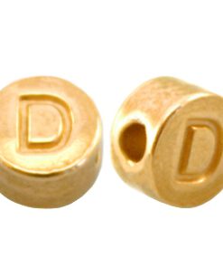 DQ metalen letterkraal D Goud (nikkelvrij)