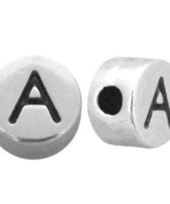 Letterkralen en cijferkralen DQ metaal antiek zilver Letterkralen en cijferkralen DQ metaal antiek zilver letter A