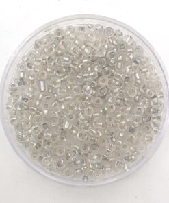 Glaskralen Rocailles 12/0 (2mm) Crystal silverline