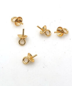 Metalen hangers/bedels met pin voor halfgeboorde kraal of parel ± 6x3mm goud