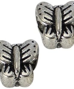 Metalen Modi kralen vlinder 11mm antiek zilver