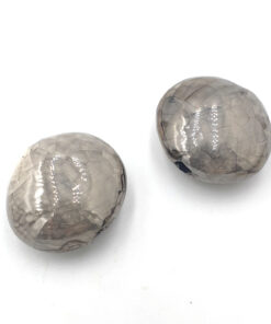 Keramieken crackle disc kralen grijs met olieglans