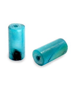 Schelp kralen tube Light petrol blue 8x4mm