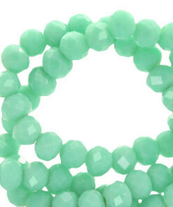 Top Facet kralen 6x4 mm disc Bleached aquamarine green-pearl shine coating