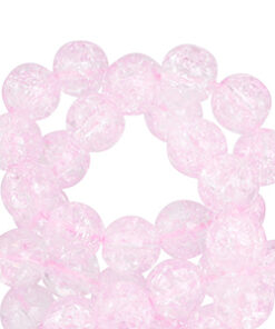 6mm glaskralen crackle Pink