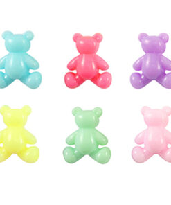 Acryl look kralen teddybeer Multicolour pastel (5 stuks)