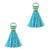 Kwastjes 2cm Gold-cornflower blue