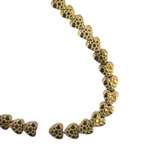 Hematite kralen hart Gold dots 6mm